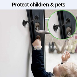 4" Door Hook Latch - Black Heavy Duty Hook Lock for Door, Bedroom, Front Door, Gate, Fence - Secure Indoor/Outdoor Use, Child Safety Lock, Safety Latches Hardware (1-Pack)