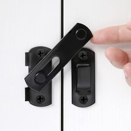INIRET 2 Packs Barn Door Latches，2.75” x 2.02” Black Stainless Steel barn gate flip Door Latch Bi-fold Door Lock,Sliding Door Antique Lock Gate Latches Wine Cabinet Closet Door Latches