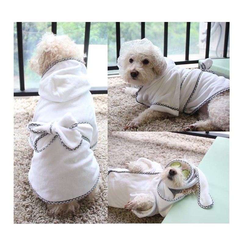 Dog Bathrobe Microfiber Quick Dry Absorbent Hooded Bath Towel for