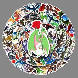 100pcs Dragon Stickers Waterproof Trendy Cartoon Stickers for Laptop Skateboard Computer Luggage Water Bottle Car Bike Bumper Luggage,Vinyl animal Dragon Stickers for Teen Kids