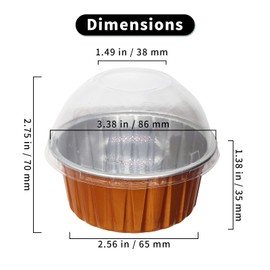 Mombake Aluminum Foil Ramekin Baking Cups, 5oz 125ml Cheesecake Pan, Creme Brulee Tin Cups with Dome Lids(24pcs, Gold)