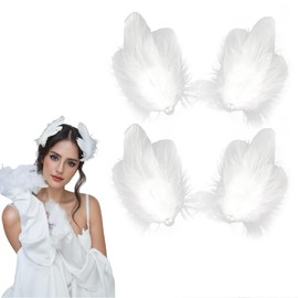 TELAIN 4 pieces feather hair clip, artificial swan hair jewellery, ballet style hair clips for stage and party (white)