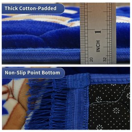 YAZEIN Prayer Rug Muslim Prayer Mat Islamic - Very Thick Prayer Rug Sajadah for Men Women with Islam Prayer Beads Soft and Luxury (Blue)