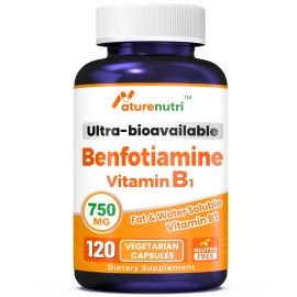 Naturenutri Benfotiamine 750mg – Advanced Fat & Water Soluble Vitamin B1 for Nerve Health