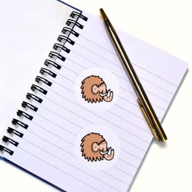 24 x 40mm Round 'Woolly Mammoth' Stickers (SK00047410)