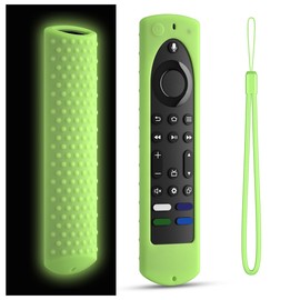 Silicone Cover for Fire TV Stick 4K+ Max 2nd gen 2023 Remote Cover, Toshiba/Insignia Smart TV Remote Silicone Case Cover Anti-Slip Sleeve with Lanyard (Luminousgreen)