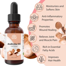 Relaxcation Pure Andiroba Oil | Cold Pressed Botanical Oil for Face, Hair & Body | Lightweight Natural Extract for Soft Skin & Shine | Vegan, Hexane-Free, Unrefined (4 oz)