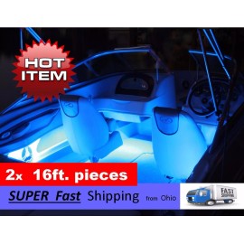 32ft. ___ BIG kit ___12v  LED light kit - pontoon / fishing boat / ski boat BLUE