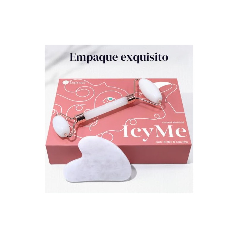 BAIMEI Face Roller & Gua Sha Set, Jade Facial Roller