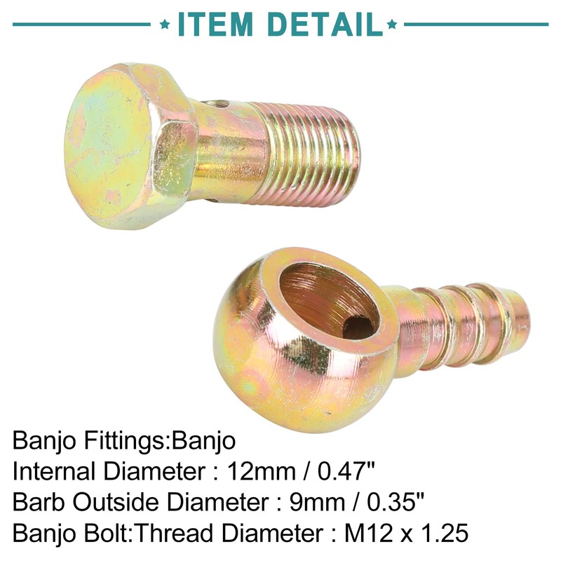 ACROPIX 8 Pcs Banjo Hose Hook Bolt Fittings 12mm Diameter