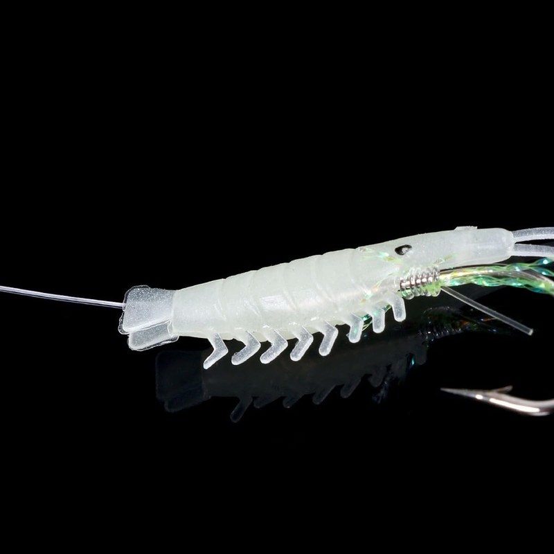FOLANDO 5pcs Artificial Shrimp Bait, Luminous Swimbait Shrimp Artificial Shrimp