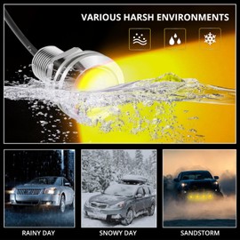 JRQLOV 4Pcs 23mm COB DC 12V Eagle Eye LED Car Fog DRL Daytime Running Light Car ATV Camper Trunk Motorcycle Marker Lights Lamp Tail Reverse Fog Light Signal Lamp (Yellow)