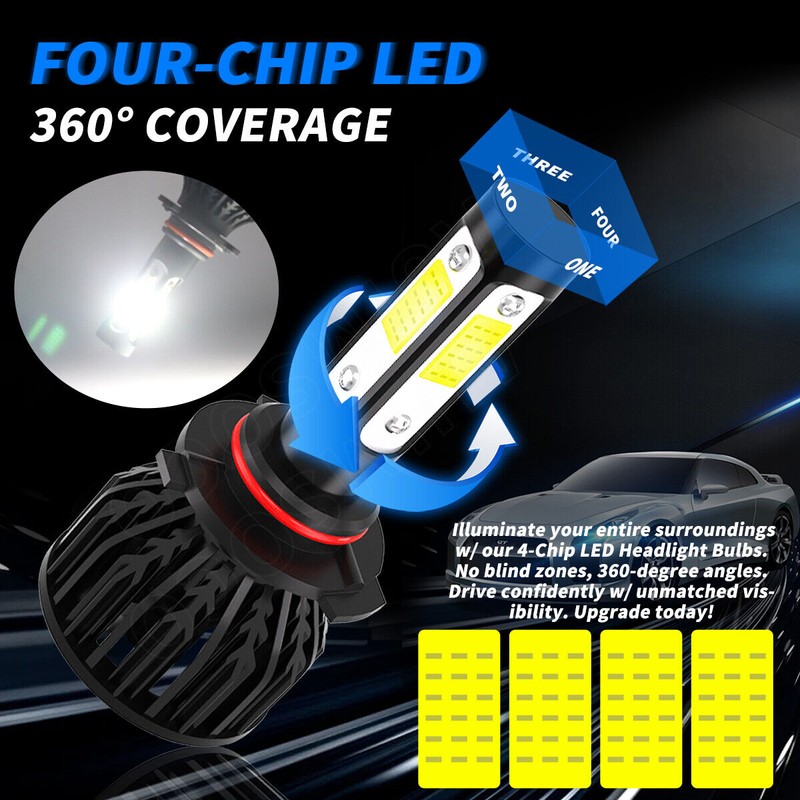 AUIMSOCO 4side LED Headlight High Low Beam Fog Light Bulbs