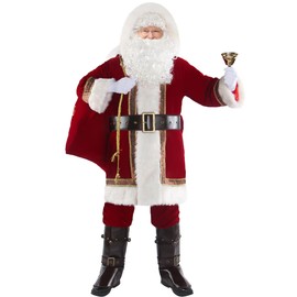 Wabolay Santa Claus Costume for Men Deluxe Professional Santa Suit Adults 10pcs Mens Outfit Christmas Clause Suits Adult Set XL