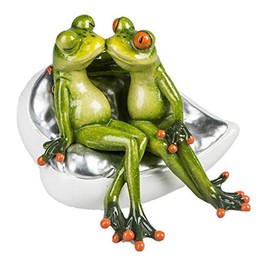 Formano 717689 Decorative Figurine Funny Frog Couple Kissing on a Chair Decorative Frog Funny 15 cm