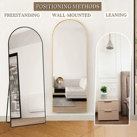OGCAU OGCAU Floor Full Length Mirror, 56"x20" Arched Full Body Mirror, Hanging or Leaning, Standing, Wall Mounted with Aluminum Frame for Bedroom Living Room, White