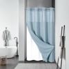 eachope Teal No Hook Waffle Weave Shower Curtain with snap-in