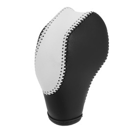 X AUTOHAUX Car Faux Leather Black White Gear Shift Knob Cover for Ford Focus 2012-2018 Escape 2013-2019 Fusion 2013-2016 Fiesta Transit Van White Line