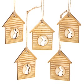 Logbuch-Verlag 5 Easter Pendants Rabbit Easter Bunny Wooden Pendants 8 cm for Hanging Easter Decoration