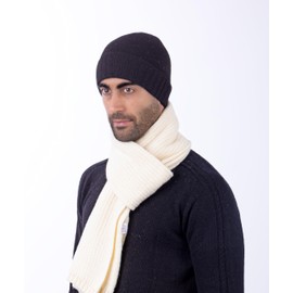 CLASSE77 Wool hat (70%) cashmere blend (30%) with ribbed lapels, unisex, 100% made in Italy, craftsmanship, Blueberry