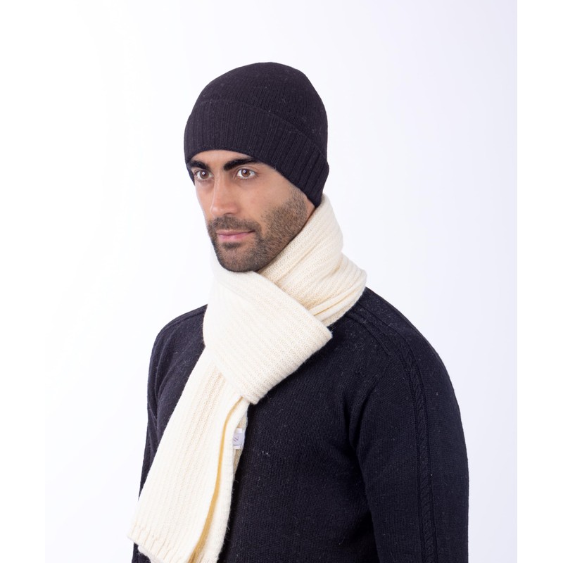 CLASSE77 Wool hat (70%) cashmere blend (30%) with ribbed lapels,