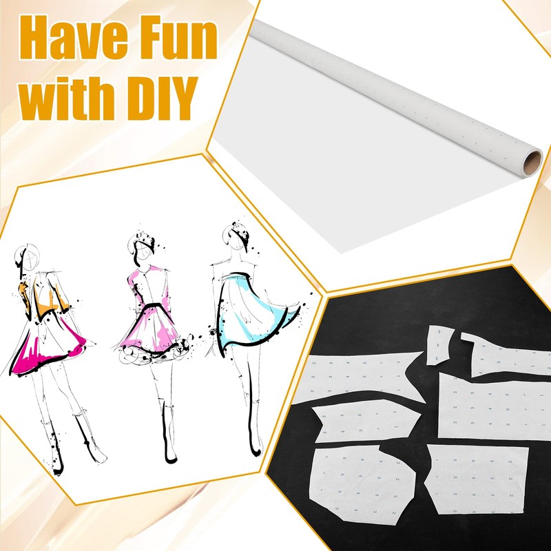 Fuutreo 2 Rolls Dotted Pattern Paper for Sewing 45 Inches