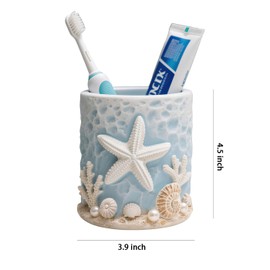 WAIT FLY Resin Starfish Toothbrush Holder, Toothbrush Organizer and Toothpaste Holder Beach Theme Bathroom Decor