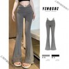 High-Waisted Slimming Cotton Yoga Pants with Lace Stitching - Flared Casual Style Pants Black+L 5ea