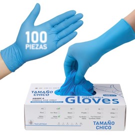 Guante Nitrilo Azul Desechable Gaero Shop - Caja con 100 Piezas Talla Chica Sin Látex - 5 Mil Espesor - Guante Nitrilo Resistente para Cocina, Limpieza, Pintura, Jardinería, Reparación y Estilistas