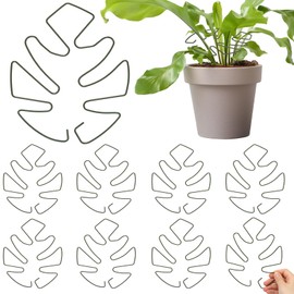 10 Pack Monstera Plant Stakes, Durable & Unique Monstera-Shaped Support, Turtle Shell Clamp Design for Indoor Outdoor Climbing Plants, Stabilize Stems for Healthy Growth (Green, 7.08" x 6.29")