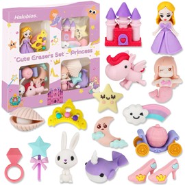 Halobios Erasers Set for Kids, Princess Castle Pencil Eraser Bulk for Kids, Take Apart Puzzle Erasers for Classroom Prizes, Game Reward, Egg Fillers, Back to School Gift for Boys and Girls Desk Pets