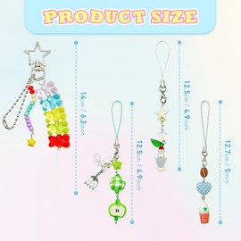 Cute Keychain Charms Aesthetic Y2K Keychain Accessories Pink Phone Charm Heart Bear Key Chain for Women Bag Purse Wallet