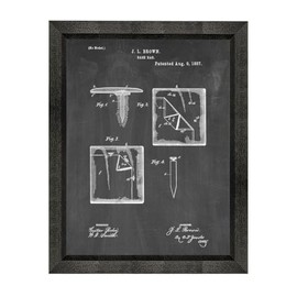 Baseball Bag Patent Art Chalkboard Print in a Beveled Black Wood Frame (5" x 7") M10912