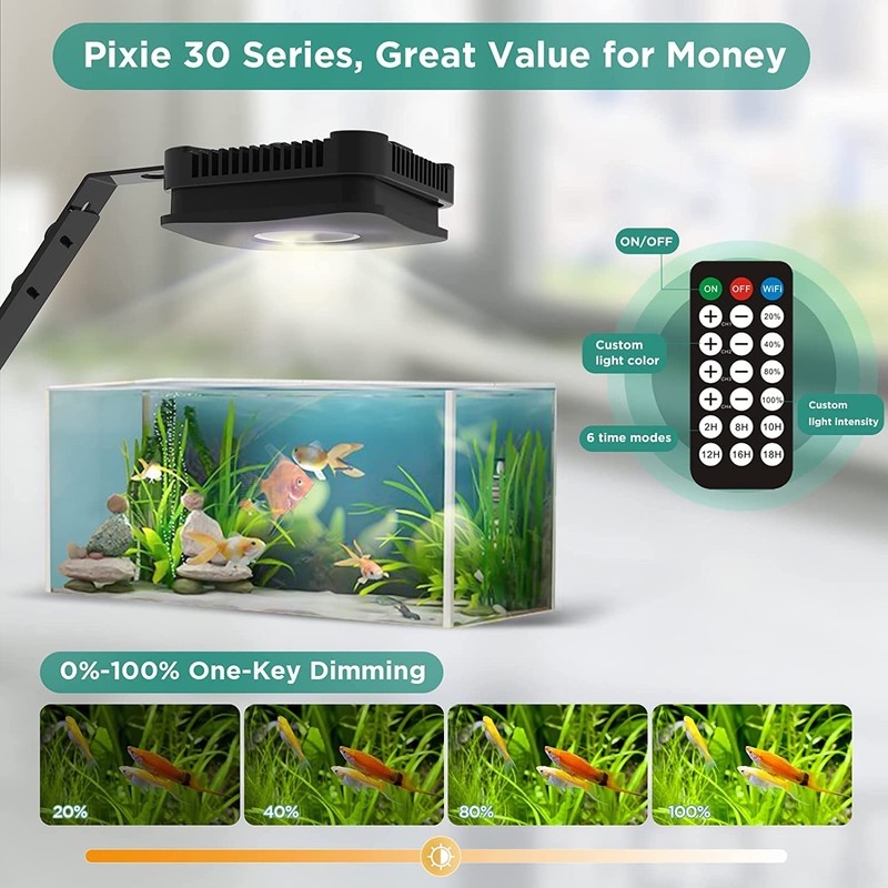 Lominie LED Aquarium Light, Full Spectrum Fish Tank Light, Clip