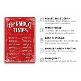 Opening Times Tin Sign Funny Christmas Metal Signs Retro Santa Sign Christmas Wall Art Decor For Home Cafe Shop 8x12 Inch