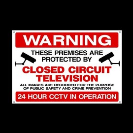 CCTV Closed Circuit Television Plastic Sign with 4 Pre-Drilled Holes - Security, Camera, Closed Circuit TV, Warning Safety (MISC4)