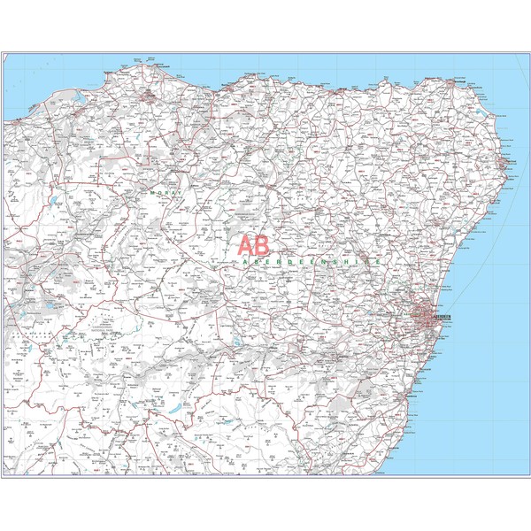 Aberdeenshire Scotland Postcode & Road Sector Map 32 - Laminated