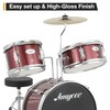 3 Piece Kids Drum Set with Cymbal, 2 Drumsticks, Pedal,
