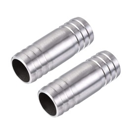 sourcing map Barb Hose Fitting, 25x65mm Straight Coupler Tubing Connector for Water Fuel Air Oil Gas, Polishing 304 Stainless Steel, Pack of 2