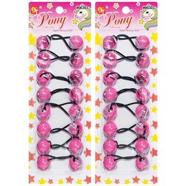 16 Pcs 20mm Hair Ties Hair Accessories for Girls Clear Two Tone Hair Ties with Balls Bubble Twinbead Ponytail Holders (Pink)