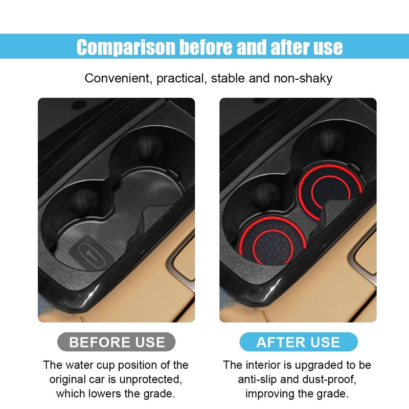 2PCS Car Cup Holder Coasters, 2.75 Inch Auto Non-Slip Anti
