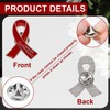 WANDIC 50 Pcs Red Ribbon Metal Pins, Memorial Ribbon Alloy