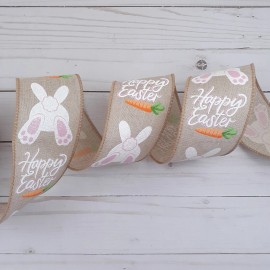 Celebrate It Easter Wired Decorative Ribbon Glitter Bunny Carrot 2.5 in x 20 ft R15