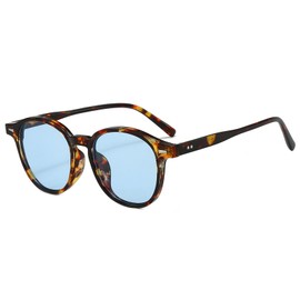 LJCZKA Retro Round Sunglasses for Women Men Vintage Round Sunglasses Classic Glasses Moda with UV400 Protection, hawksbill