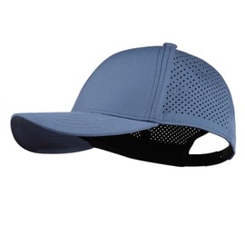 XXL Large Size Mens Quick Dry Baseball Cap Laser Cut Breathable Mesh Sport Cap Curved Brim Snapback Hat for Big Head, Greyish Blue, XX-Large