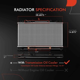 A-Premium Engine Coolant Radiator with Transmission Oil Cooler Compatible with Mazda 6 2003 2004 2005 2006 2007 2008 2.3L 3.0L