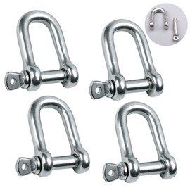 Metown Stainless Steel 304 D Shape Shackle 5/32", 1/4", 5/16",3/8", 9/16", for Chains Wirerope Lifting Outdoor Camping Survival Rope Bracelets Or for Heavy Duty Construction,Vehicle Recovery