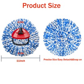 2 Pack Mop Replace Heads Compatible for OCeda, Spin Mop Refill Head Replacement for RinseClean 2-Tank System - Fluffy Microfiber, Machine Washable and Easy to Replace