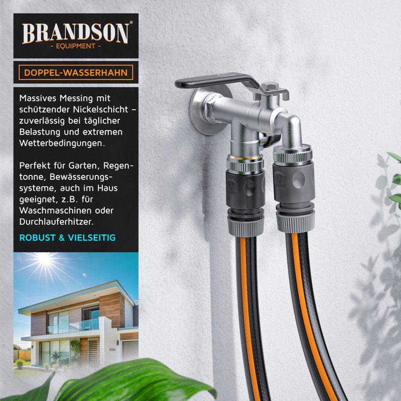 Brandson - Garden Tap - Double Outlet Tap - 1/2