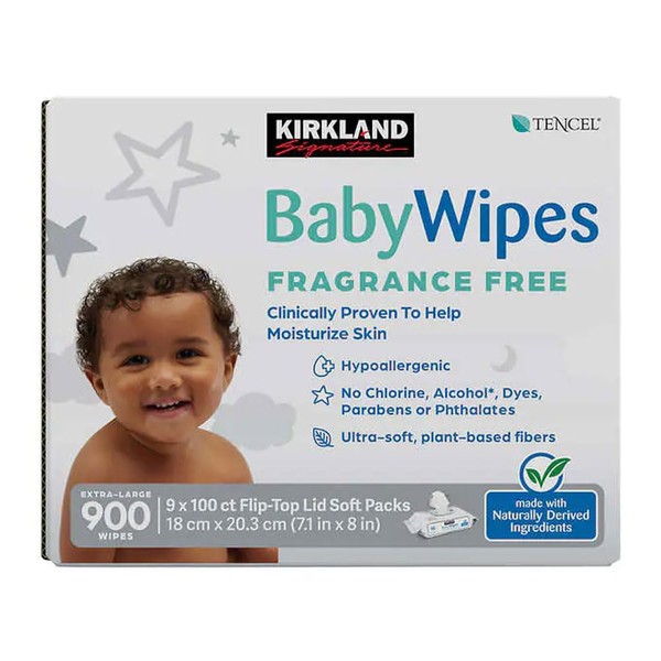 2 X Kirkland Baby Wipes - Unscented - 900 ct